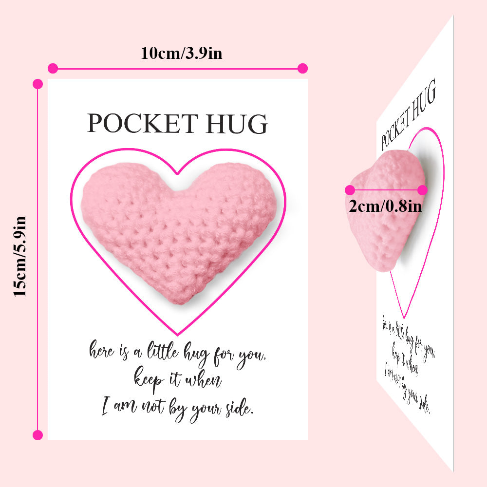 Custom Text Card with Pocket Hug Crochet Heart Multicolor