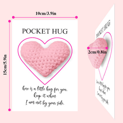 Custom Text Card with Pocket Hug Crochet Heart Multicolor