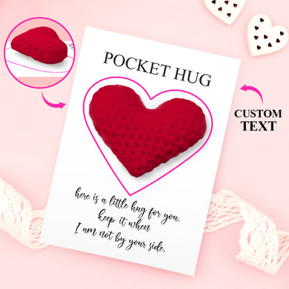 Custom Text Card with Pocket Hug Crochet Heart Multicolor