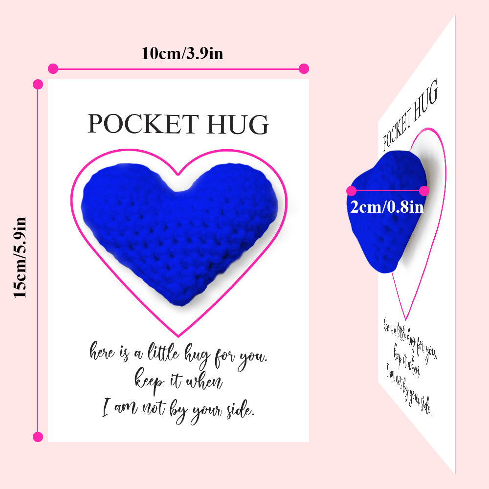 Custom Text Card with Pocket Hug Crochet Heart Multicolor