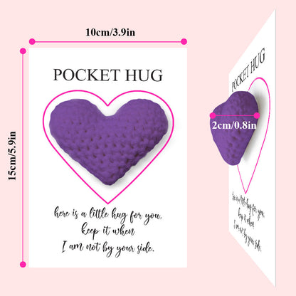 Custom Text Card with Pocket Hug Crochet Heart Multicolor