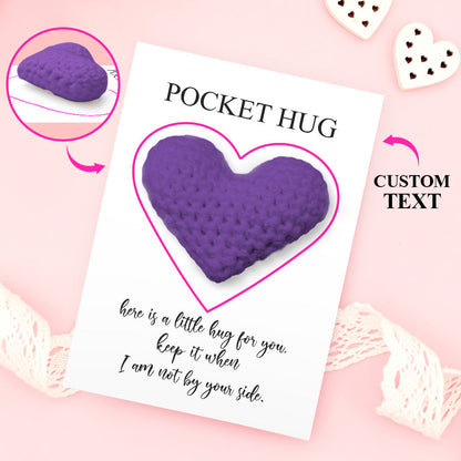 Custom Text Card with Pocket Hug Crochet Heart Multicolor