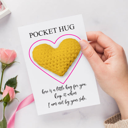 Custom Text Card with Pocket Hug Crochet Heart Multicolor