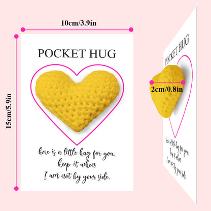 Custom Text Card with Pocket Hug Crochet Heart Multicolor