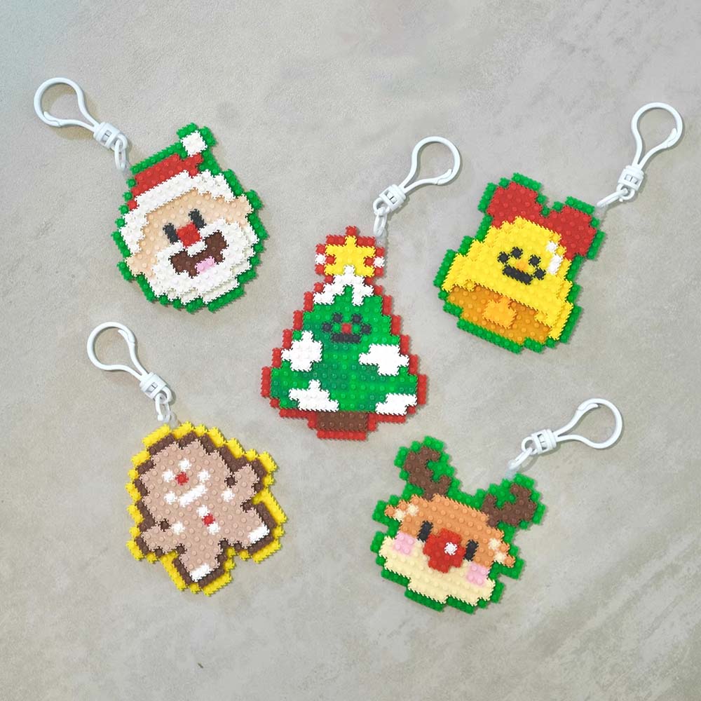 Christmas Building Block Keychain DIY Christmas Assembling Toy Gift for Kids or Friends