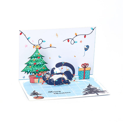 Christmas 3D Pop Up Card Christmas Cat Greeting Card