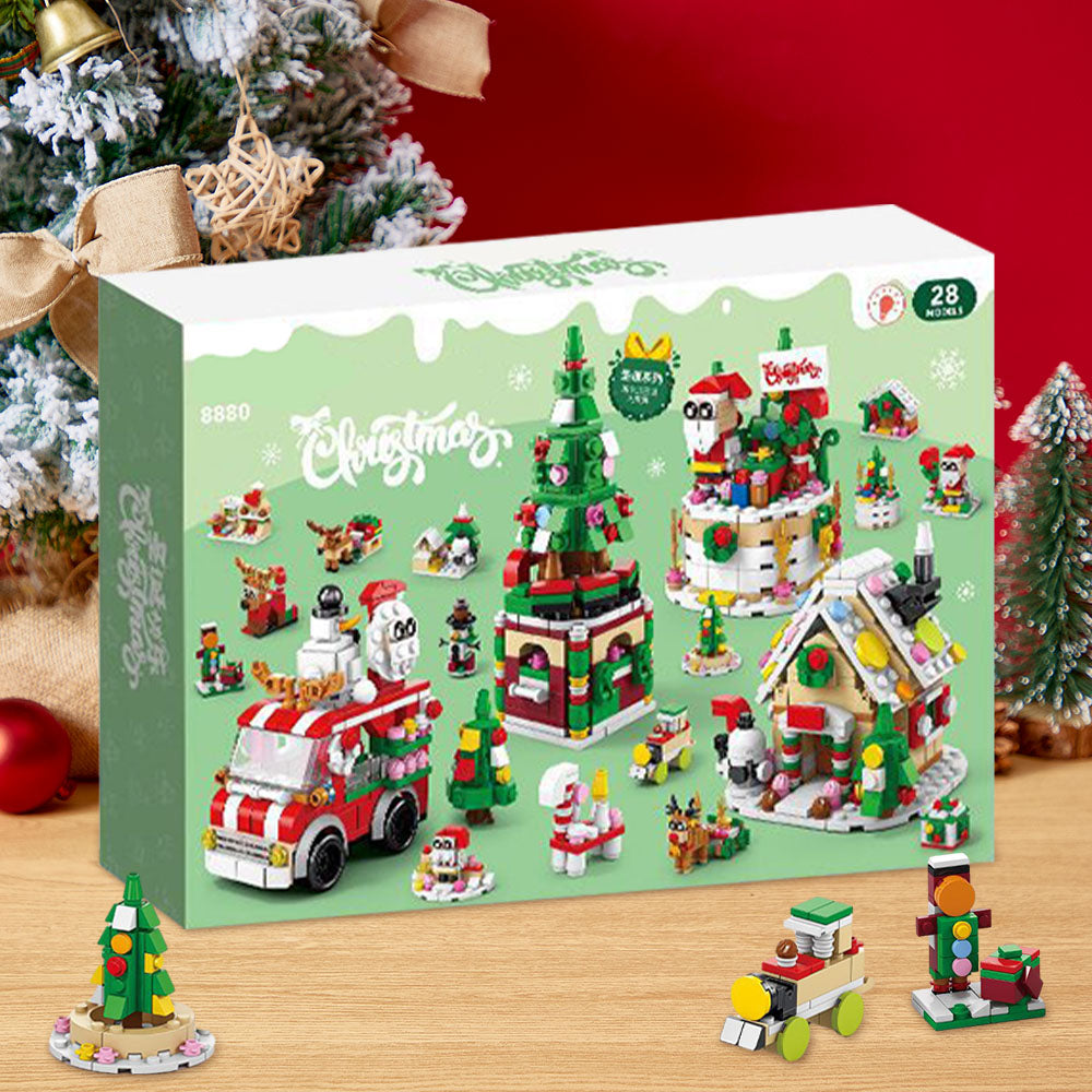 Christmas Street Scene Brick Figures  Surprise Blind Box  24 Calendar Countdown Gift Box