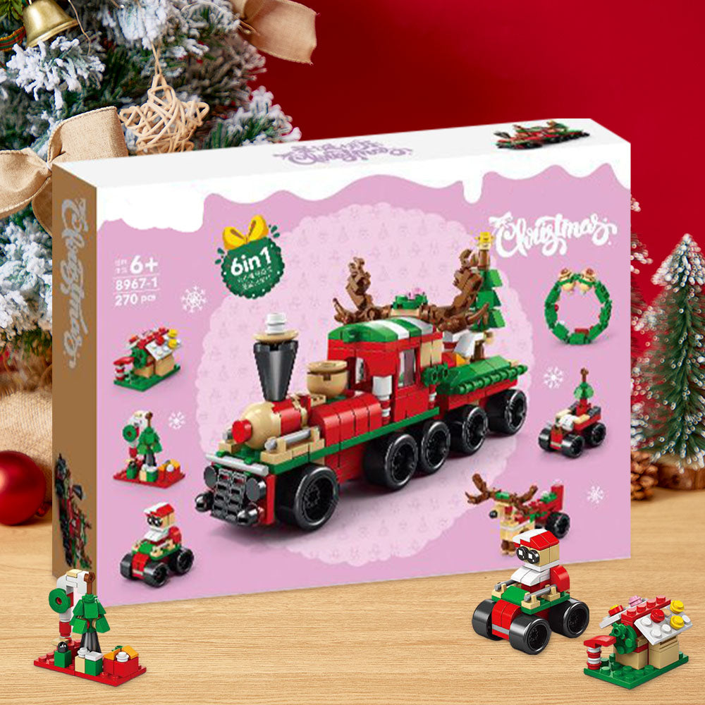 Christmas Train Brick Figures  Surprise Blind Box  6 in 1 Brick Figures Gift Box