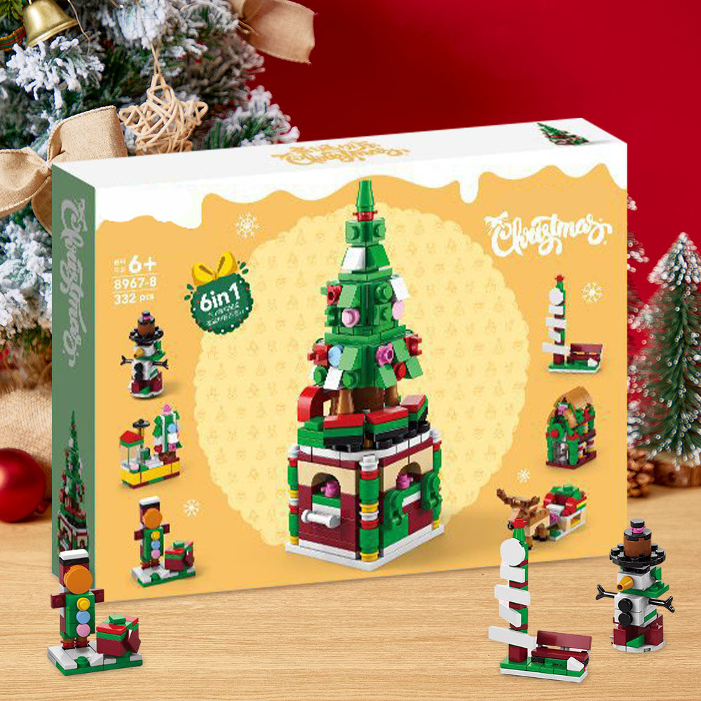 Christmas Tree Brick Figures  Surprise Blind Box  6 in 1 Brick Figures Gift Box