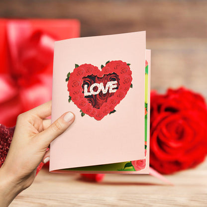 Valentine's Day Rose Heart 3D Pop Up Greeting Card