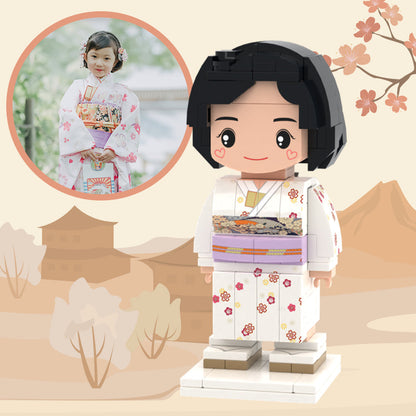 Valentine's Day Gifts Custom Brick Figures Full Body Customizable Japan Style For Girl In White Kimono