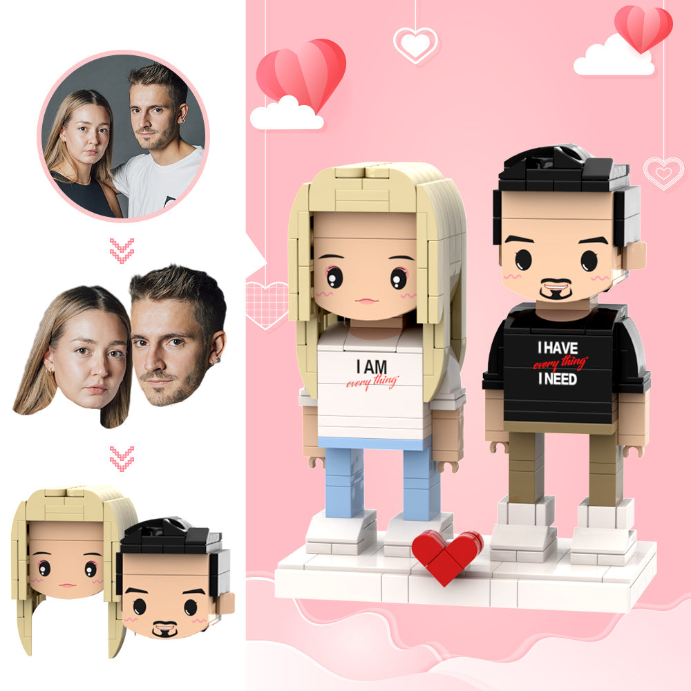 Valentine's Day Gifts Custom Head 2 People Cute Brick Figures Wife is Everything Brick Figures