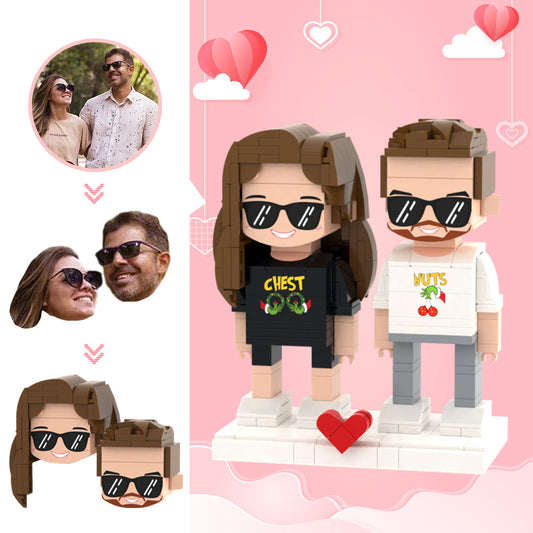 Valentine's Day Gifts Custom Head 2 People Cute Brick Figures Funny Couple Brick Figures