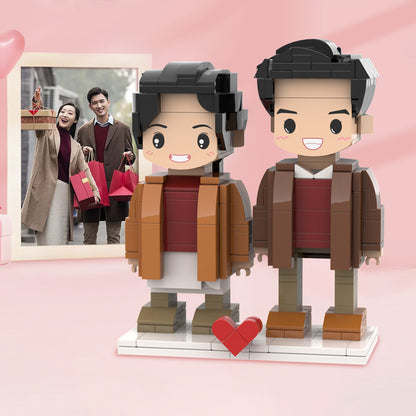 Sweet Couple Gifts Customizable Fully Body 2 People Custom Brick Figures Persanalized Cute Face Brick Figures