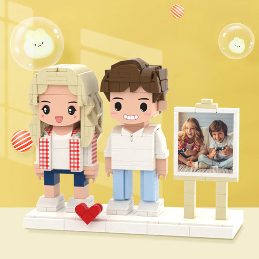 Surprise Gifts for Kids Full Body Customizable 2 People Photo Frame Custom Cute Brick Figures