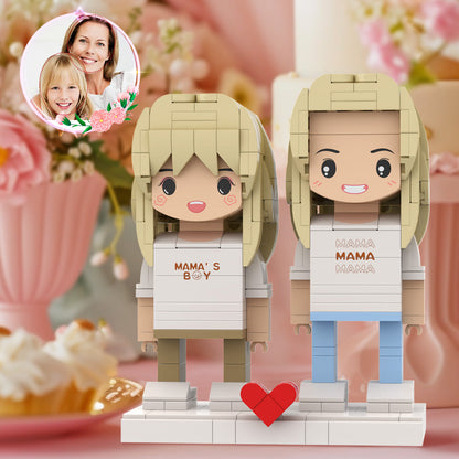 Mother's Day Matching Shirt  Style Brick Figures Mama's Boy Customizable Head 2 People Custom Brick Figures Gift for Mom On Mother's Day