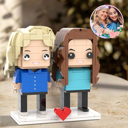 Gift For Mom Brick Figures Customizable Fully Body Classic Blue 2 People Custom Brick Figures For Mommy On Mother's Day