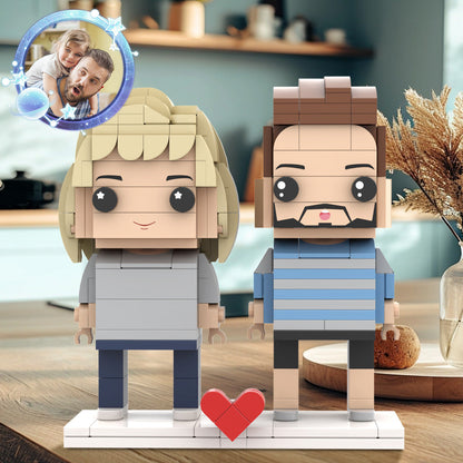 Fully Body Customizable Father's Day Gift Brick Figures Daddy and His Little Girl 2 People Custom Brick Figures For Dad On Father's Day