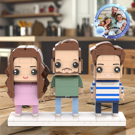 Gift For Dad Fully Body Customizable Father's Day Custom Brick Figures For Dad 3 People Custom Brick Figures For Daddy On Father's Day