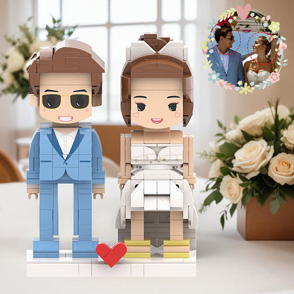 Beautiful Greek Wedding Style Dress And Suit Sea Wedding Couple Brick Figures Personalized Head Brick Figures for Anniversary