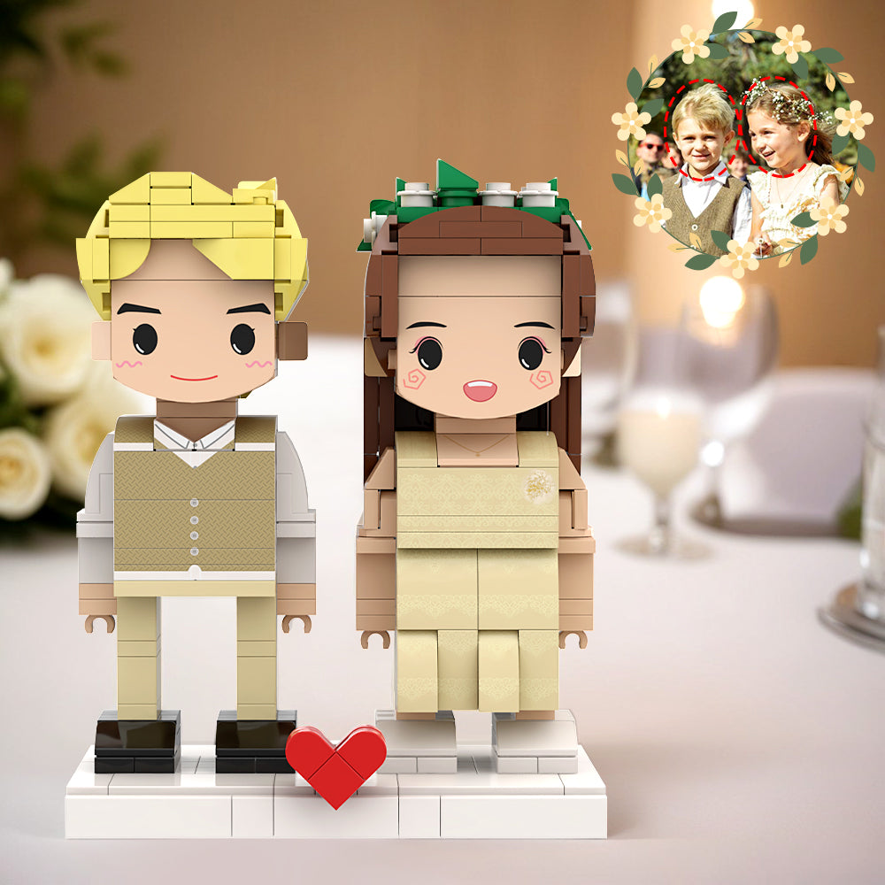 Ring Bearer Boy And Flower Girl Customizable Round Head 2 People Custom Brick Figures Wedding Anniversary Souvenir for Children