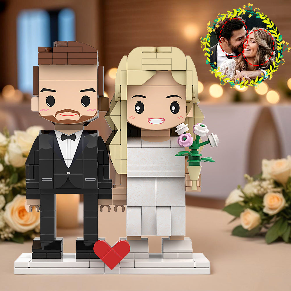 Just Perfect Wedding Dress And Suit For Bride And Groom Customizable Round Head 2 People Custom Brick Figures Wedding Anniversary Souvenir