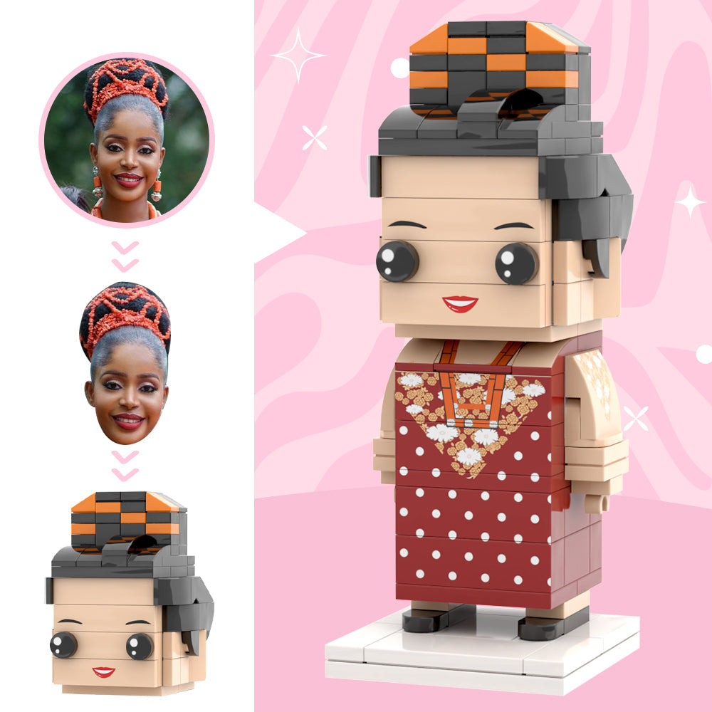 Traditional Wedding Attire For The Girls Custom Head Brick Figures Personalized Brick Figures Small Particle Block Wedding Anniversary Bride Gift For The Love Of Your Life