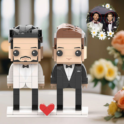 Against All Odds I Love You Gay Homosexual Male Couple Brick Figures Personalized Head Brick Figures for Hubby Queer Wedding Anniversary Souvenir