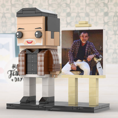 Full Body Customizable 1 Person Cool Daddy  in Classic Plaid Shirt Custom Brick with Frame Figures Small Particle Block Toy Brick Me Figures For Father's Day