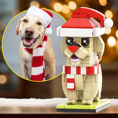 Christmas Labrador Fully Body Puppy Customizable Labrador 1 Dog Photo Custom Brick Figures Small Particle Block Brick Me Figures Customized Labrador Only